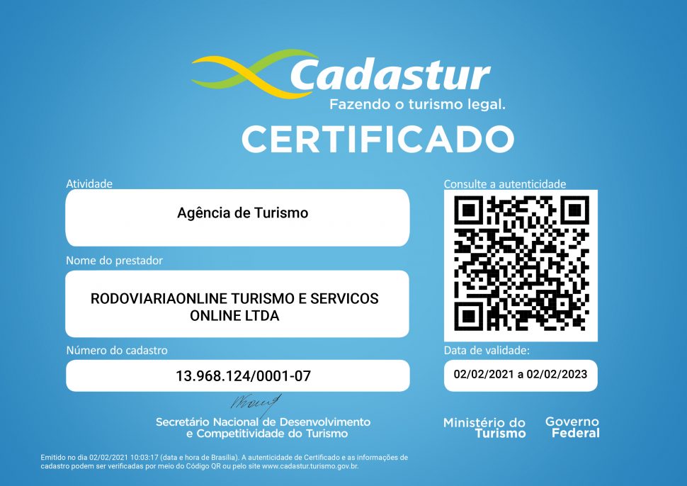 Certificado Cadastur Rodoviariaonline